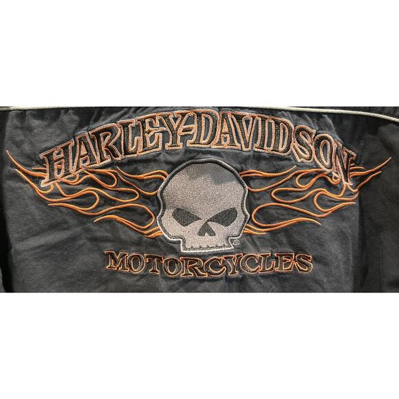 Men’s HARLEY DAVIDSON Black Short Sleeve Button Up Shirt Flames/Skull XL *B6 - Picture 1 of 5